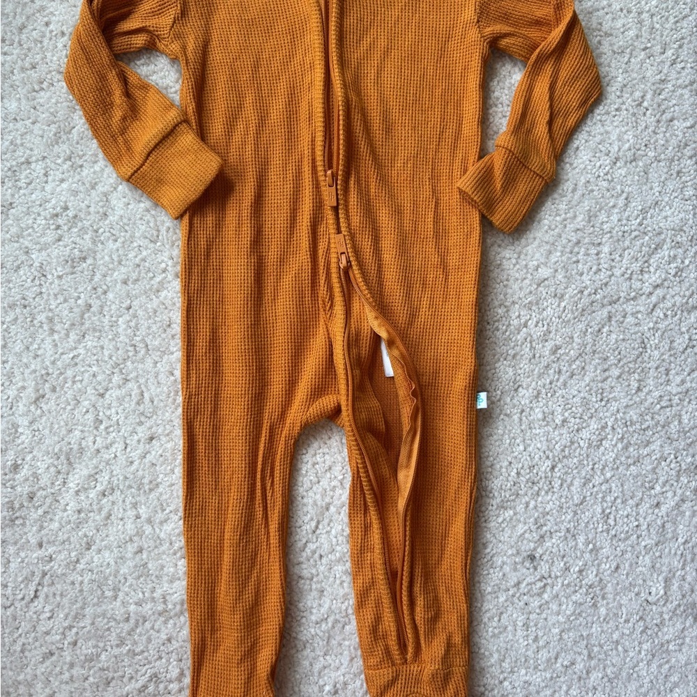 Posh Peanut Burnt Orange Waffle Knit One Piece Footie size 12-18m - Picture 7 of 12